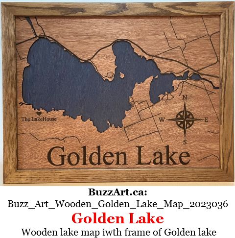 Wooden lake map iwth frame of Golden lake